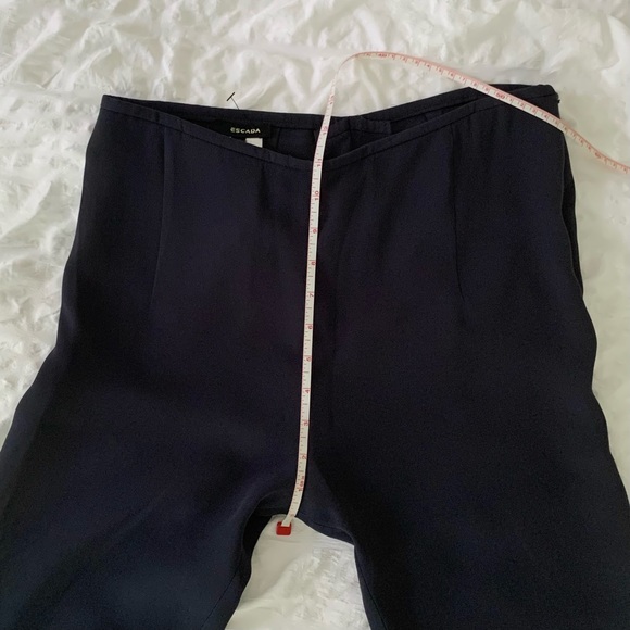 Escada Navy 100% Silk Wide Leg Pants - Picture 13 of 15